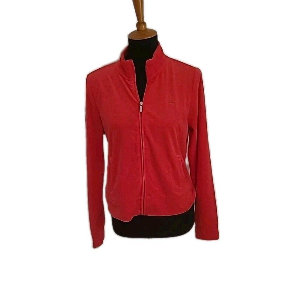 Juicy Couture Womens L Watermelon Red French Terry Full Zip Light Jacket